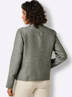 Leinenblazer mit Reißverschluss-Taschen