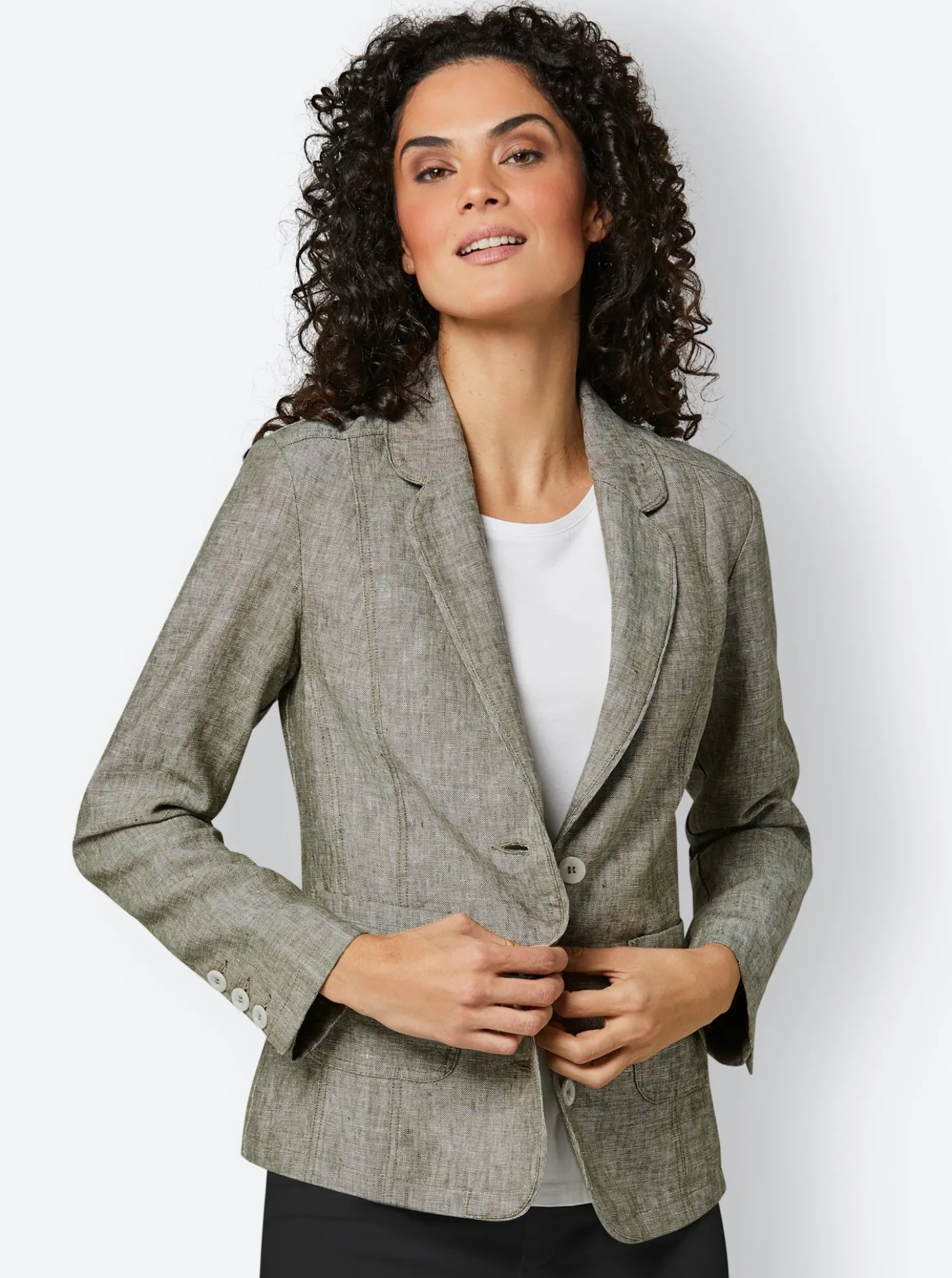 Leinenblazer mit Reverskragen