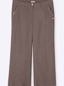 Leinenhose mit Pailletten an den Taschen