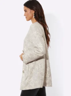 Longblazer aus bedrucktem Veloursleder-Imitat