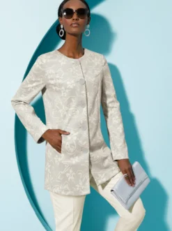 Longblazer aus bedrucktem Veloursleder-Imitat