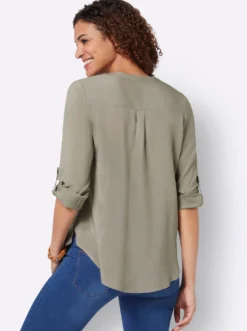 Longbluse mit abgerundetem Saum