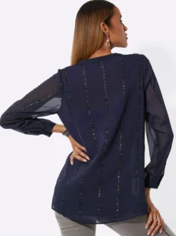Longbluse mit Glanzstreifen