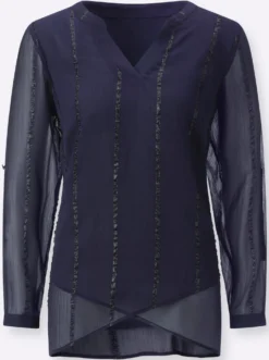Longbluse mit Glanzstreifen
