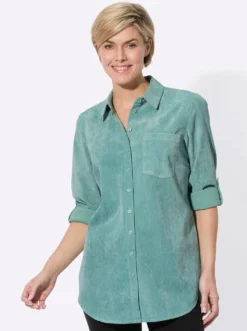 Longbluse mit krempelbaren Ärmeln