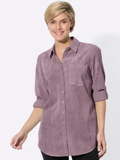 Longbluse mit krempelbaren Ärmeln