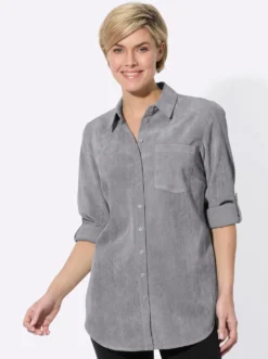 Longbluse mit krempelbaren Ärmeln