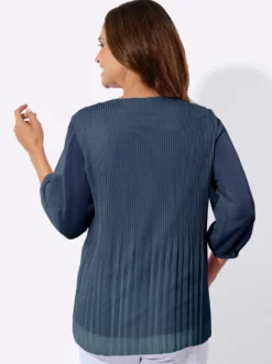 Longbluse mit Plissee-Falten