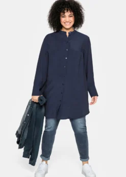 Longbluse mit Raffungen