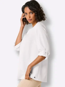 Longbluse mit seidig-mattem Glanz