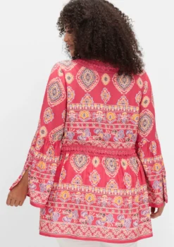 Longbluse mit Trompetenärmeln