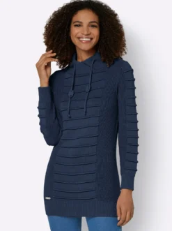 Longpullover mit Struktur-Partien