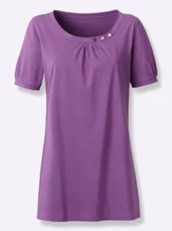 Longshirt mit gerafftem Ausschnitt