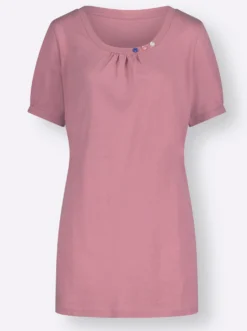 Longshirt mit gerafftem Ausschnitt
