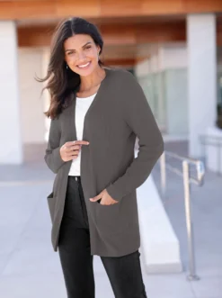 Longstrickjacke in Viskose-Qualität