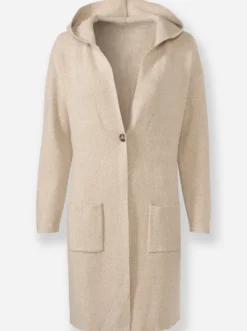 Longstrickjacke mit Kapuze