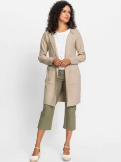 Longstrickjacke mit Kapuze