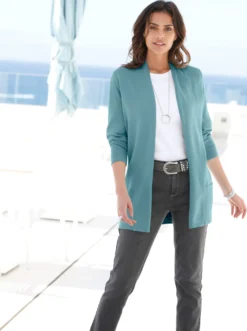 Longstrickjacke mit Schalkragen
