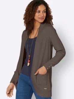 Longstrickjacke mit Struktur-Muster