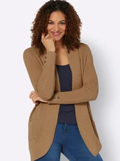 Longstrickjacke mit Struktur-Muster