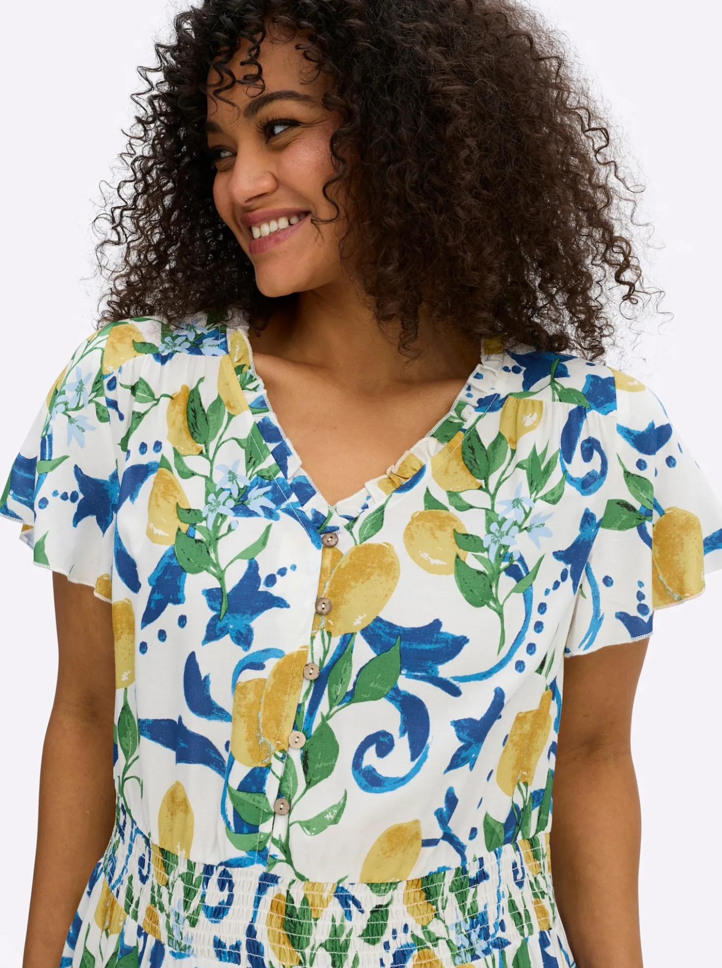 Maxikleid mit breitem Smokbund