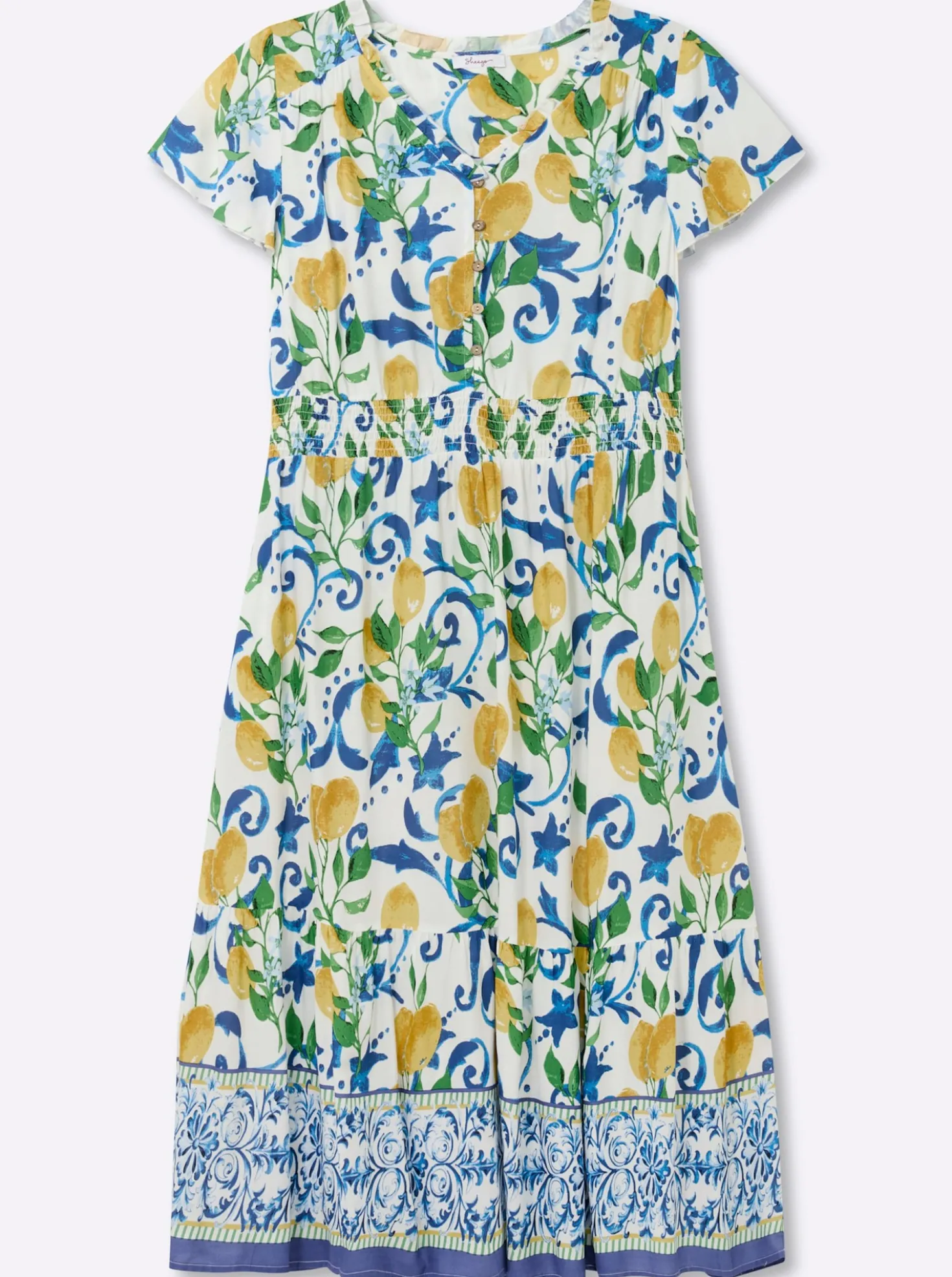 Maxikleid mit breitem Smokbund