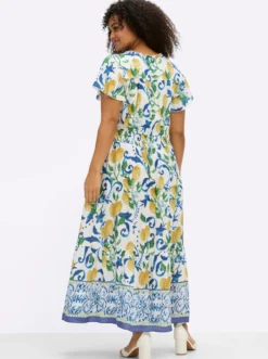 Maxikleid mit breitem Smokbund