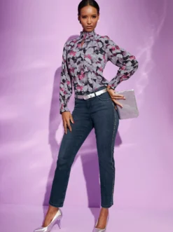 5-Pocket-Jeans in Stretch-Qualität, mit Glitzersteinchen