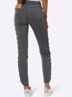 5-Pocket-Jeans mit Bändchen-Verzierung seitlich