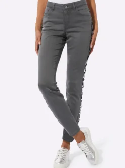 5-Pocket-Jeans mit Bändchen-Verzierung seitlich