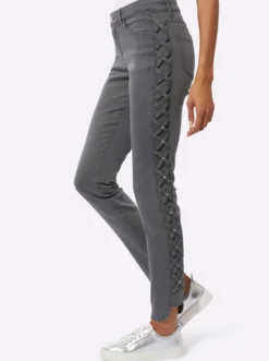 5-Pocket-Jeans mit Bändchen-Verzierung seitlich