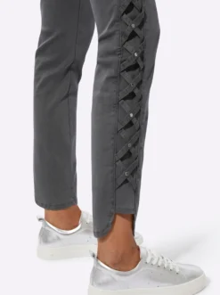 5-Pocket-Jeans mit Bändchen-Verzierung seitlich