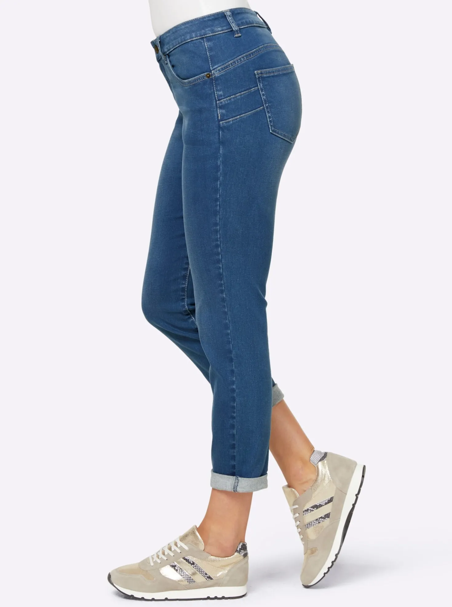 5-Pocket-Jeans mit fixiertem Umschlag