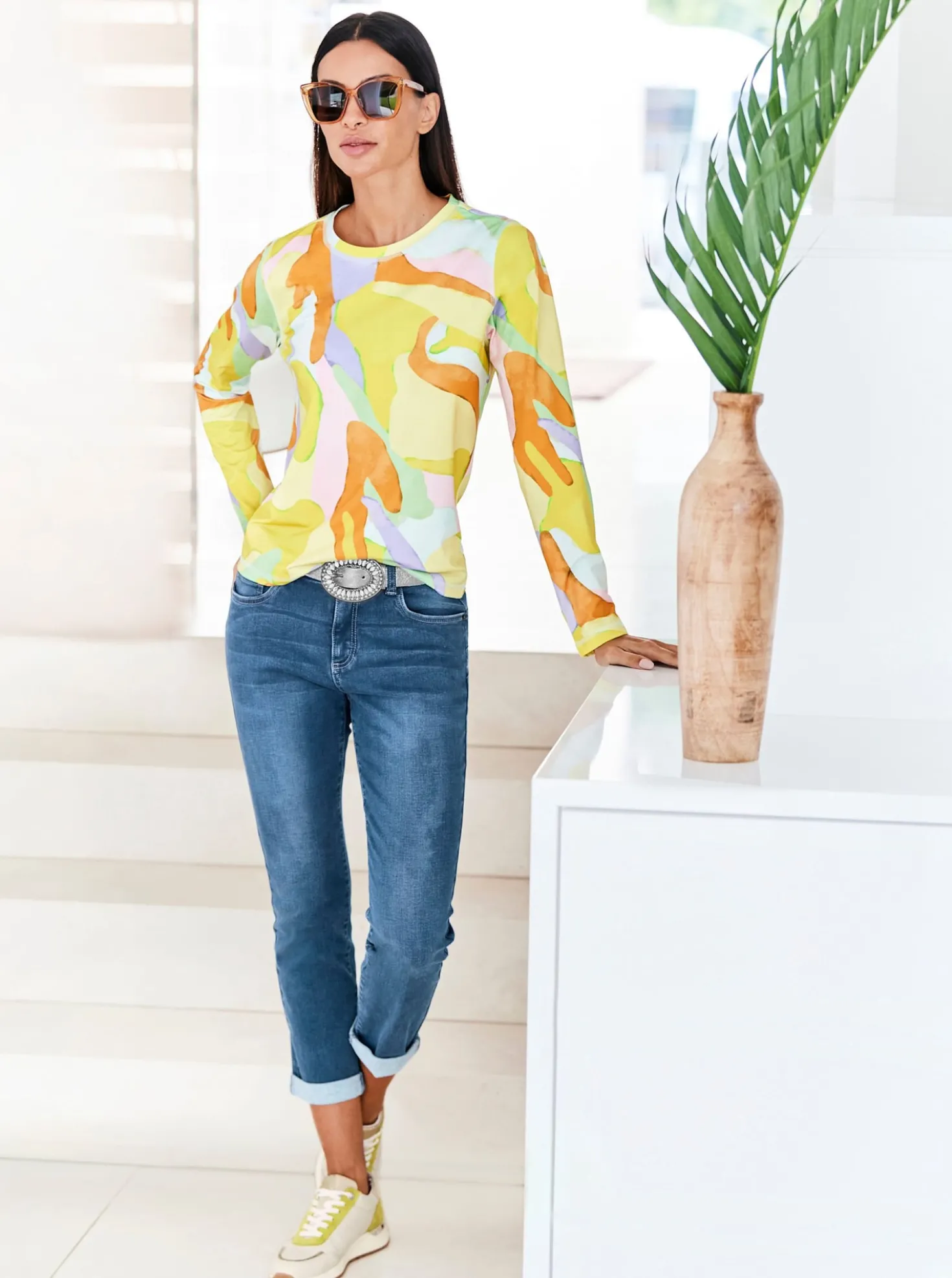 5-Pocket-Jeans mit fixiertem Umschlag
