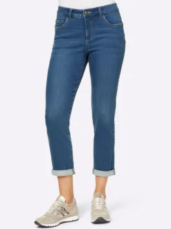 5-Pocket-Jeans mit fixiertem Umschlag