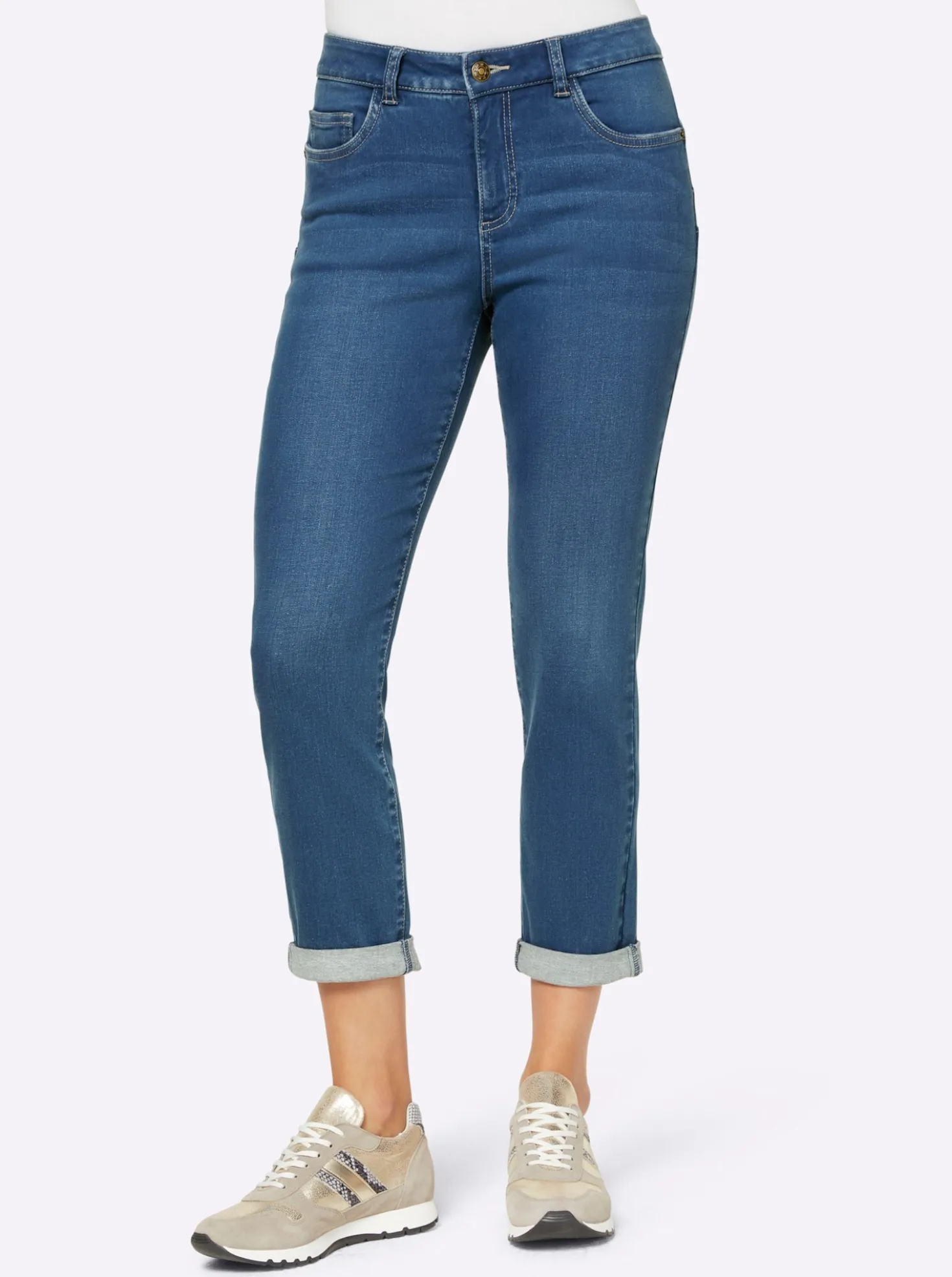 5-Pocket-Jeans mit fixiertem Umschlag