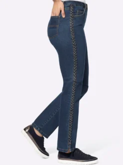 5-Pocket-Jeans mit Flechtverzierung an den Seiten