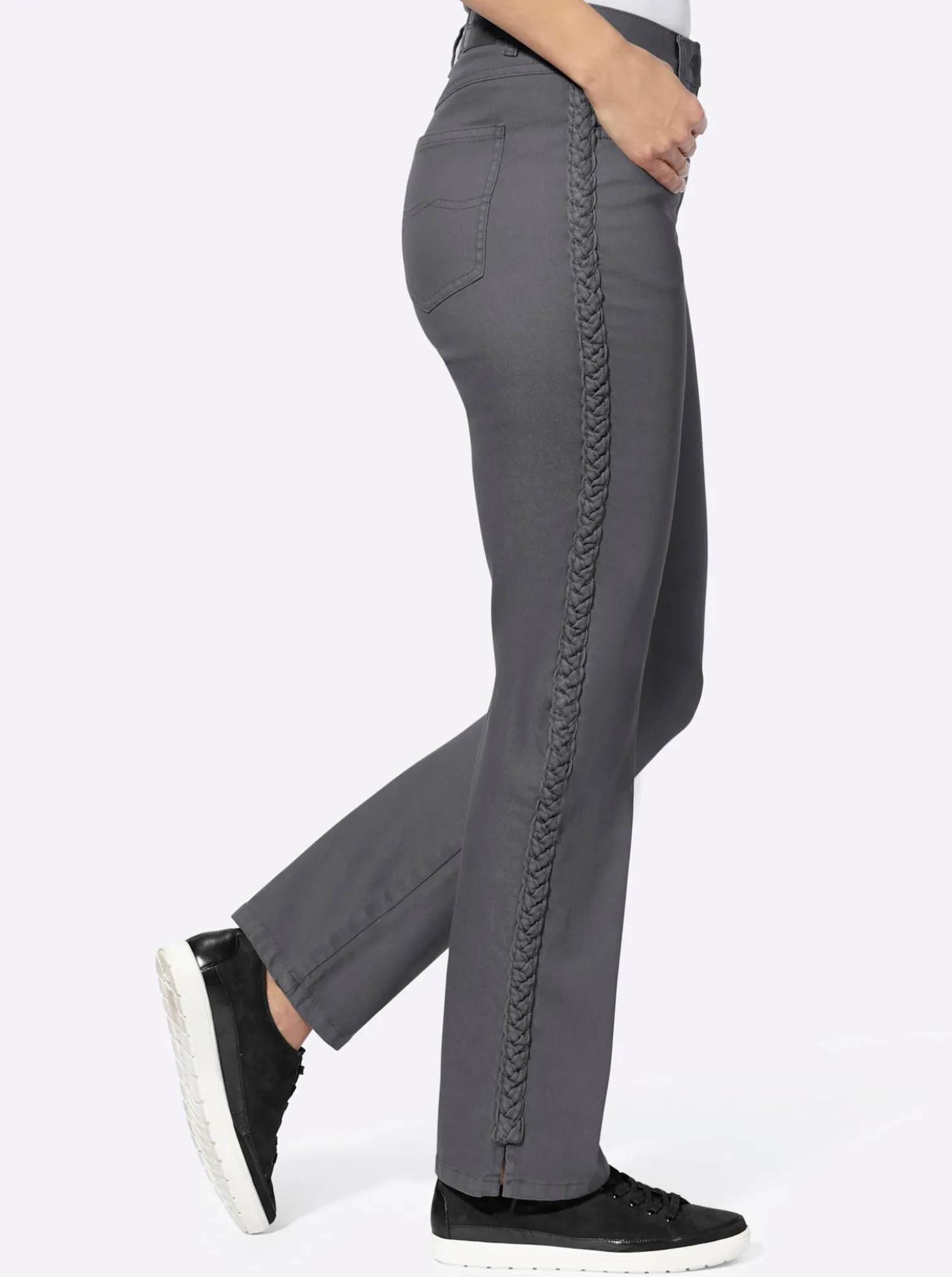 5-Pocket-Jeans mit Flechtverzierung an den Seiten