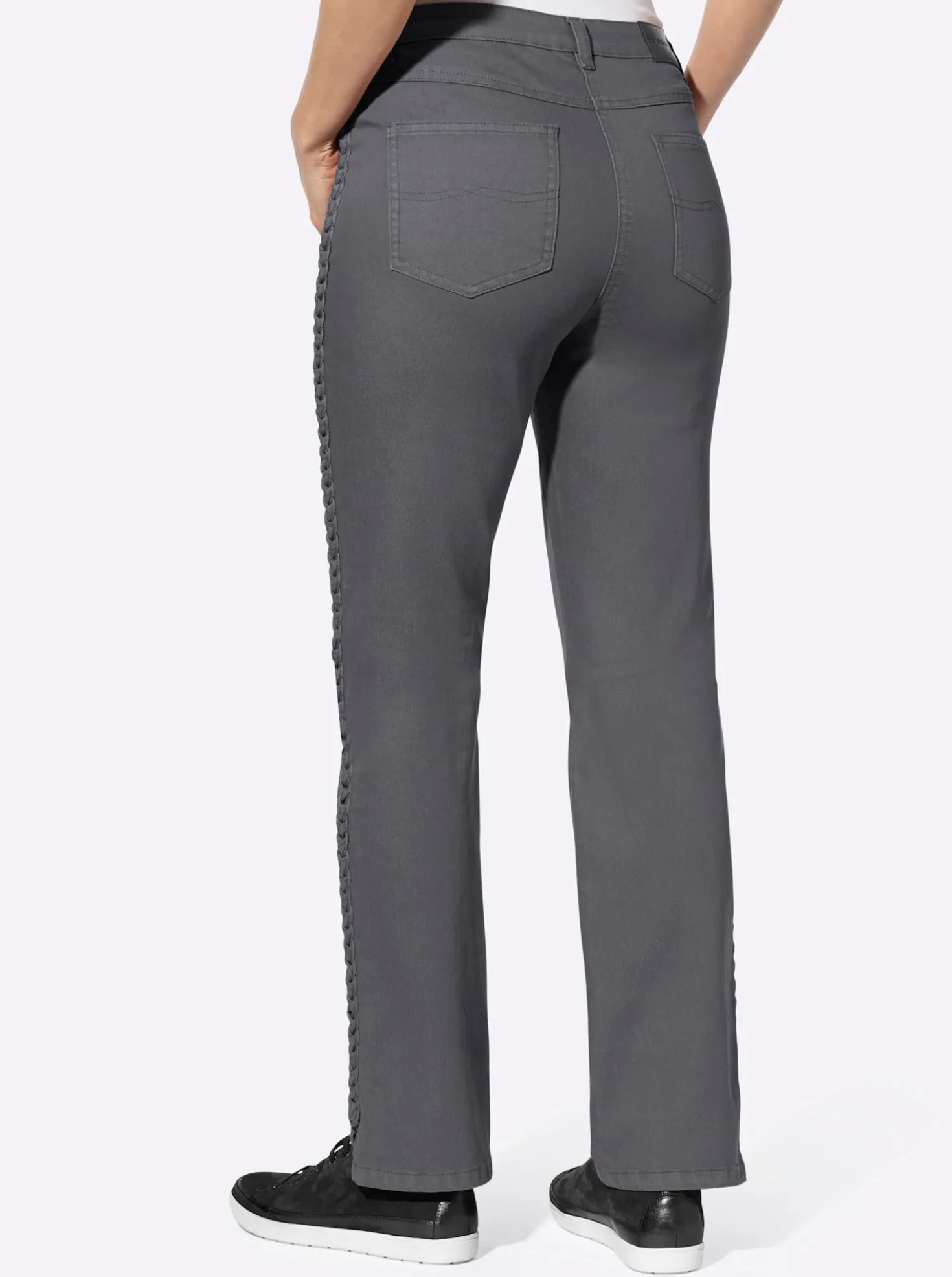 5-Pocket-Jeans mit Flechtverzierung an den Seiten