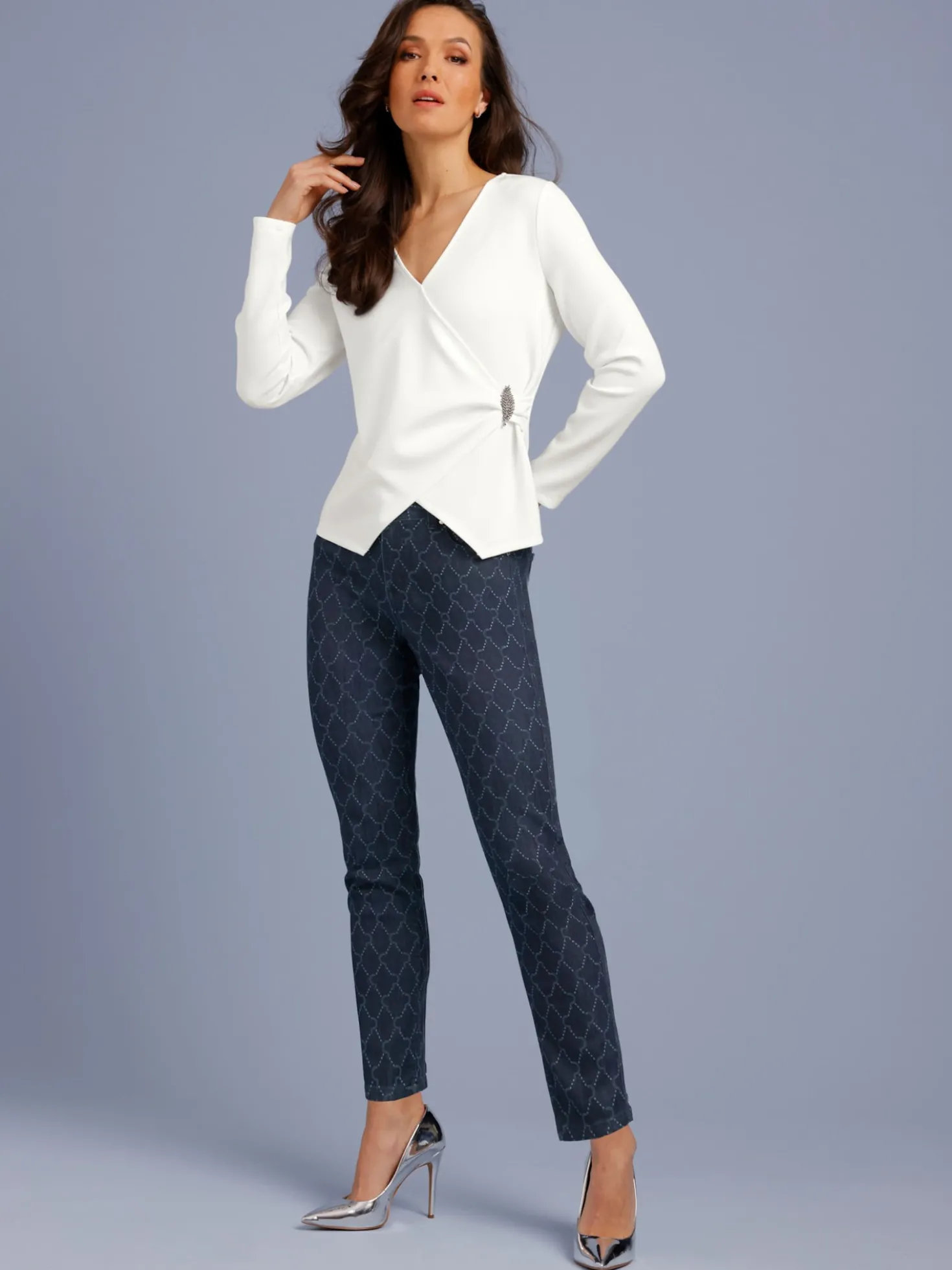 5-Pocket-Jeans mit Print-Dessin