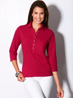 Poloshirt mit langer Knopfleiste