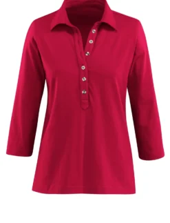 Poloshirt mit langer Knopfleiste