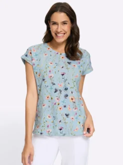 Print-Shirt mit Ärmel-Aufschlag