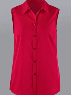 Ärmellose Bluse mit Hemdkragen