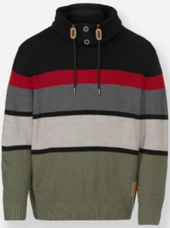 Rollkragenpullover mit Streifen-Muster