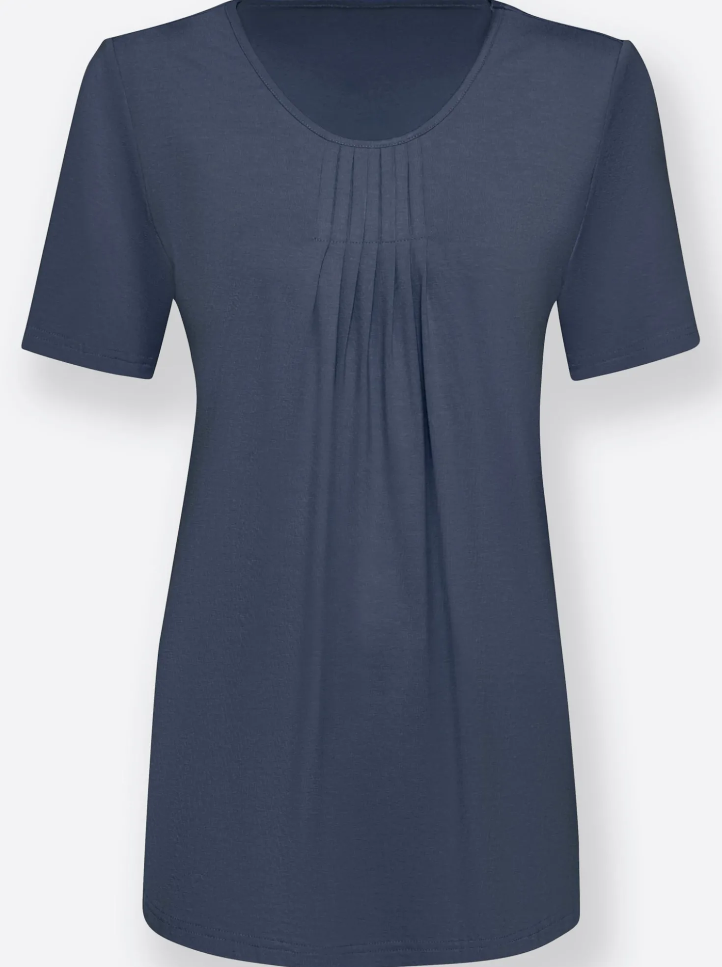 Rundhalsshirt in A-Form mit Falten