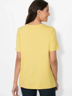 Rundhalsshirt in A-Form mit Falten