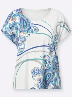 Rundhalsshirt mit platziertem Paisley-Druck