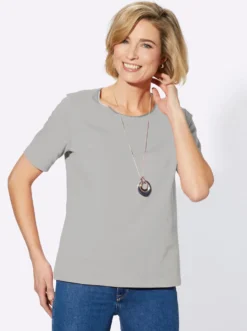 Rundhalsshirt mit Satin-Paspelierung