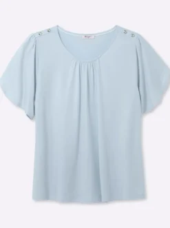 Rundhalsshirt mit Tulpenärmeln
